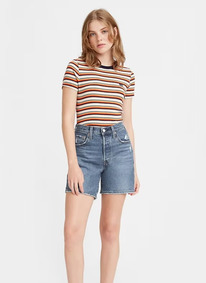 LS 501 ORIGINAL MID THIGH WOMENS SHORTS Salsa Middle - Medium Wash