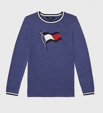 TH SHIMMER FLAG LOGO SWEATER Denim Hthr