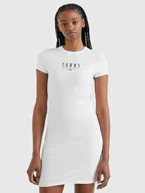 TH SOLID LOGO BODYCON DRESS White
