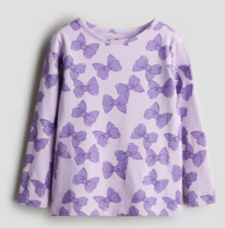 HM Printed jersey top Light purple/Bows