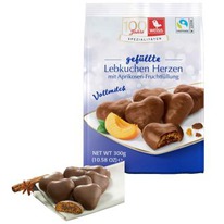 worldofsweets Weiss Gefüllte Lebkuchen Herzen Aprikose Vollmilch 300g