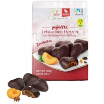 worldofsweets Weiss Gefüllte Lebkuchen Herzen Aprikose Zartbitter 300g