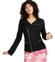 outlet46 asymmetrische Damen Shirt-Jacke im Biker-Style mit Reißverschluss 