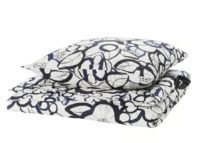 ikea HRLIR Bettwsche-Set, 2-teilig, wei schwarz/blau Blumenmus